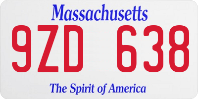 MA license plate 9ZD638