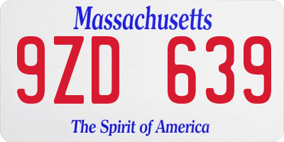 MA license plate 9ZD639