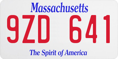 MA license plate 9ZD641