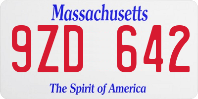 MA license plate 9ZD642