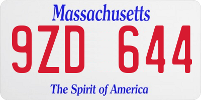 MA license plate 9ZD644