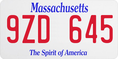 MA license plate 9ZD645