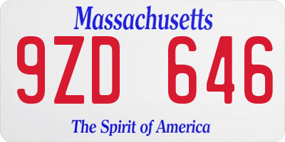 MA license plate 9ZD646