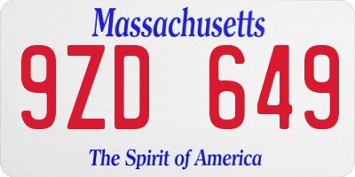 MA license plate 9ZD649
