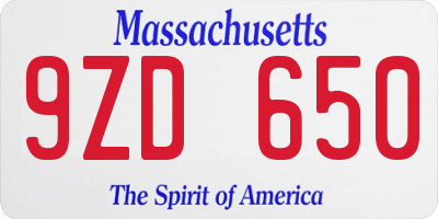 MA license plate 9ZD650