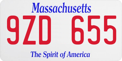 MA license plate 9ZD655
