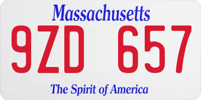 MA license plate 9ZD657
