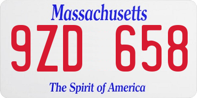 MA license plate 9ZD658