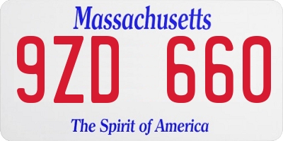 MA license plate 9ZD660