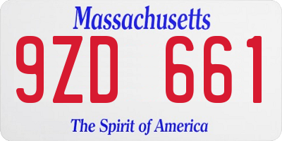MA license plate 9ZD661