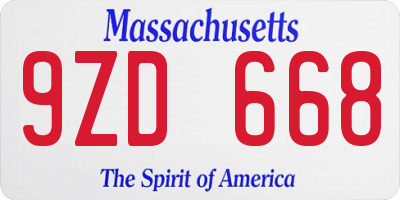 MA license plate 9ZD668