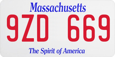 MA license plate 9ZD669