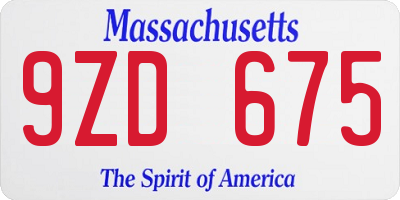 MA license plate 9ZD675