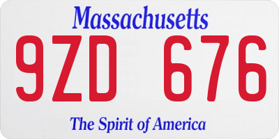 MA license plate 9ZD676