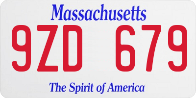 MA license plate 9ZD679