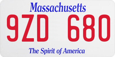 MA license plate 9ZD680