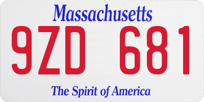 MA license plate 9ZD681