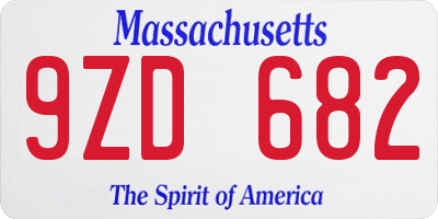 MA license plate 9ZD682