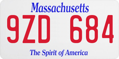MA license plate 9ZD684