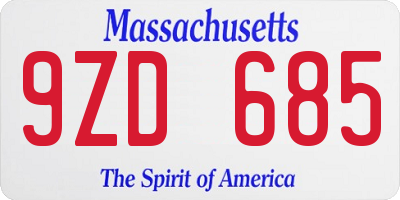 MA license plate 9ZD685