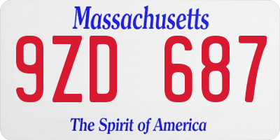 MA license plate 9ZD687