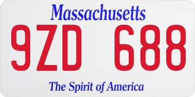 MA license plate 9ZD688