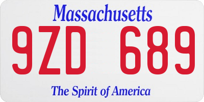 MA license plate 9ZD689