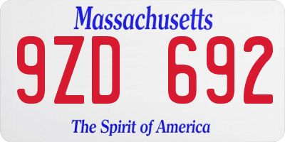 MA license plate 9ZD692