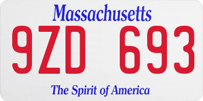 MA license plate 9ZD693