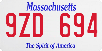 MA license plate 9ZD694