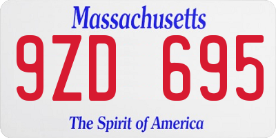 MA license plate 9ZD695