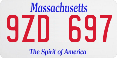 MA license plate 9ZD697