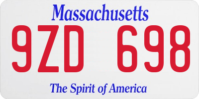 MA license plate 9ZD698