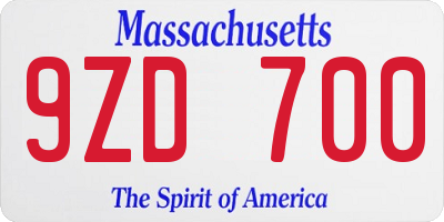 MA license plate 9ZD700