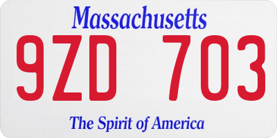 MA license plate 9ZD703