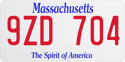 MA license plate 9ZD704