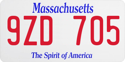 MA license plate 9ZD705