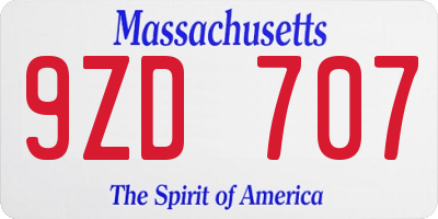 MA license plate 9ZD707