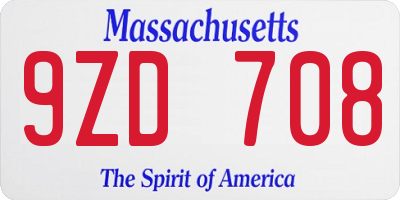 MA license plate 9ZD708