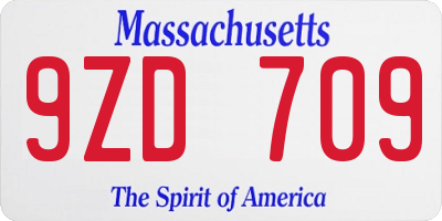 MA license plate 9ZD709