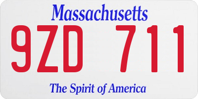 MA license plate 9ZD711