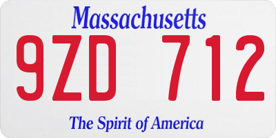 MA license plate 9ZD712