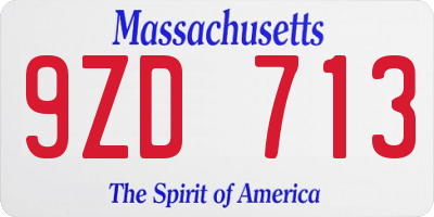 MA license plate 9ZD713
