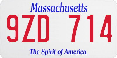 MA license plate 9ZD714