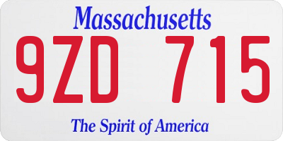 MA license plate 9ZD715