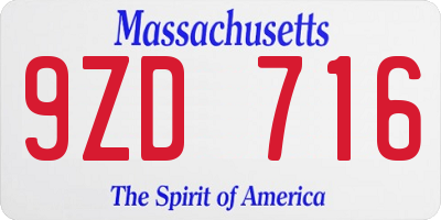 MA license plate 9ZD716