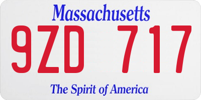 MA license plate 9ZD717