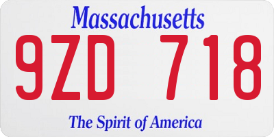 MA license plate 9ZD718