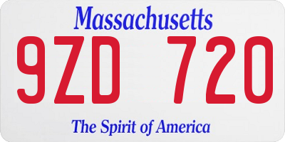 MA license plate 9ZD720
