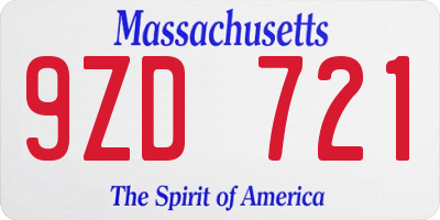 MA license plate 9ZD721